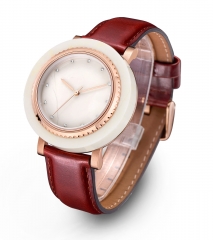 Brown Leather Real Marble Wrist Watch Branded