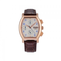 Men’s Quartz Watch with Brown Leather Chronograph Date Display Analog Wrist Watches