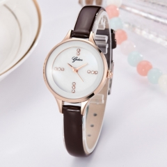 OEM diamond genuine leather waterproof Quartz lady wrist watch