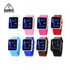 LED watch silicon material suqare shape digital display different color watch