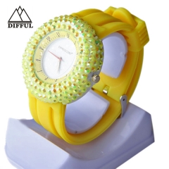 silicon material with diamond watch luxury unisex watch colorful  soft strap watch