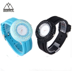 silicon material with diamond watch luxury unisex watch colorful  soft strap watch