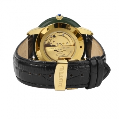 Custom OEM genuine leather mechanical jade watch