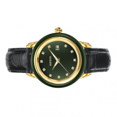 Custom OEM genuine leather mechanical jade watch