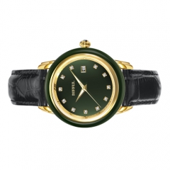 Custom OEM genuine leather mechanical jade watch