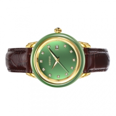 OEM Original swiss  Mechanical Movement genuine leather  Jade Watch