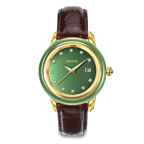 OEM Original swiss  Mechanical Movement genuine leather  Jade Watch