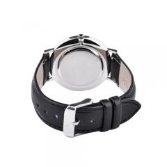 Custom logo genuine leather stainless steel wrist watch