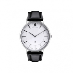 Custom logo genuine leather stainless steel wrist watch