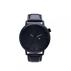 black dial genuine leather luxury man wrist watch